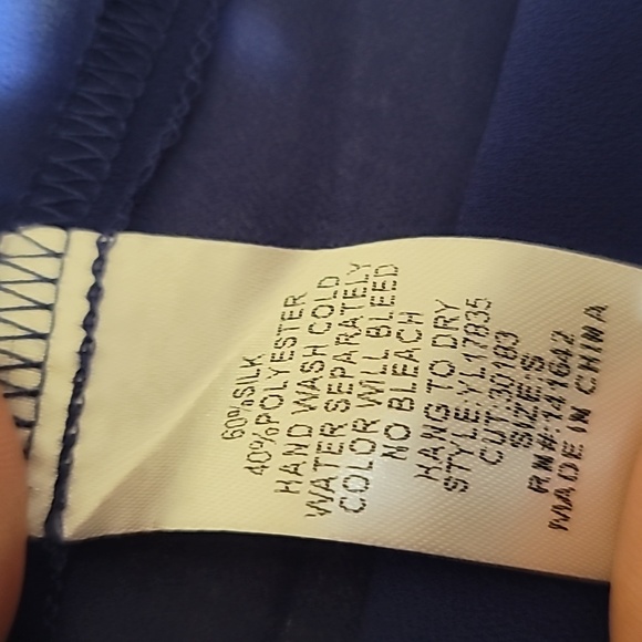 Ya Los Angeles Royal Blue/White Silk Adjustable Spaghetti Strap Tank Top, Small - Picture 8 of 10